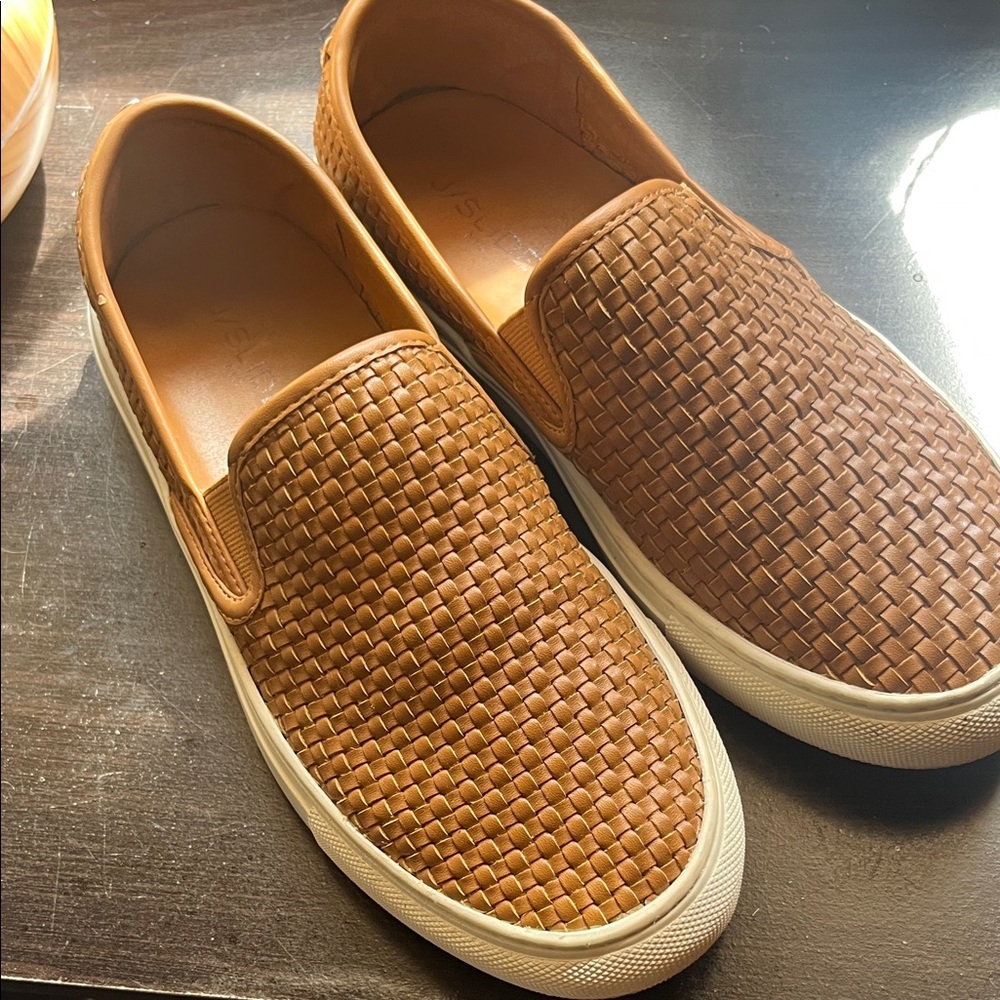 J Slides Brown Woven Slip-On Loafers